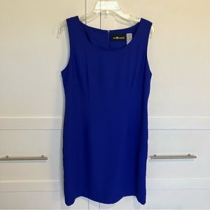 Sag Harbor Womens Sleeveless Sheath Dress-Lined Back Zip Split Hem Blue, 14